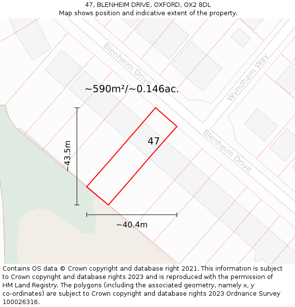 47, BLENHEIM DRIVE, OXFORD, OX2 8DL: Plot and title map