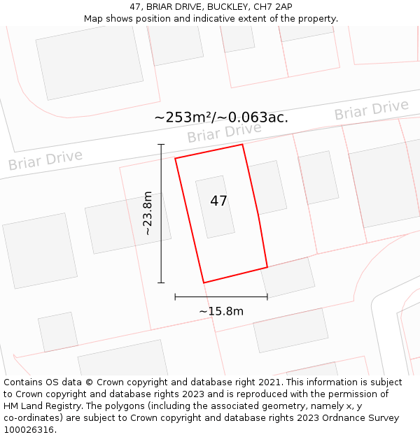 47, BRIAR DRIVE, BUCKLEY, CH7 2AP: Plot and title map