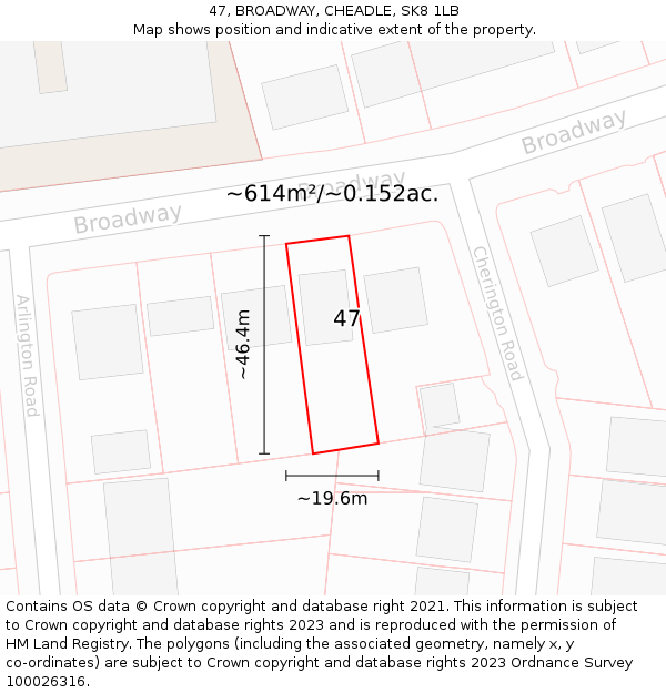 47, BROADWAY, CHEADLE, SK8 1LB: Plot and title map