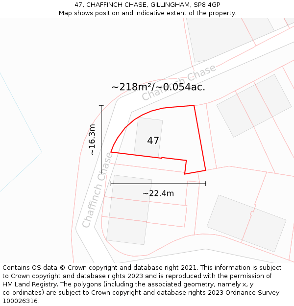 47, CHAFFINCH CHASE, GILLINGHAM, SP8 4GP: Plot and title map