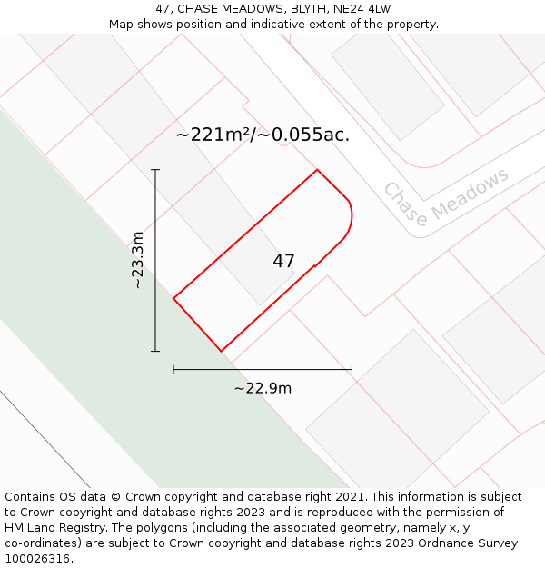 47, CHASE MEADOWS, BLYTH, NE24 4LW: Plot and title map