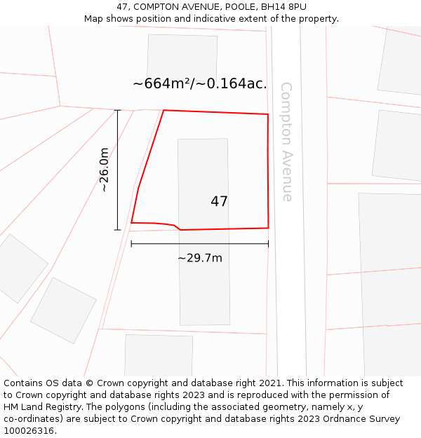 47, COMPTON AVENUE, POOLE, BH14 8PU: Plot and title map