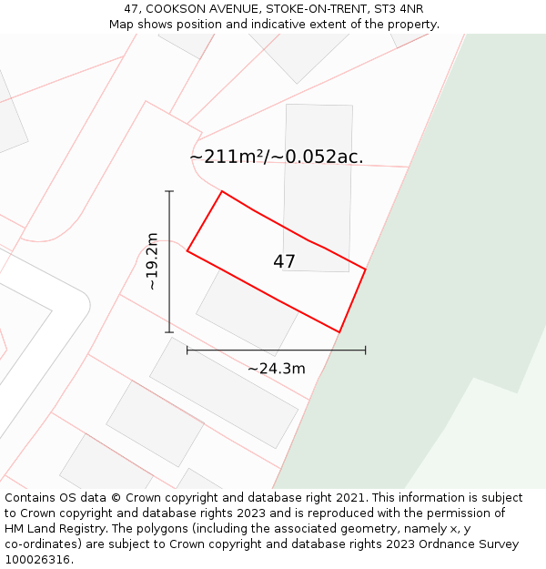 47, COOKSON AVENUE, STOKE-ON-TRENT, ST3 4NR: Plot and title map