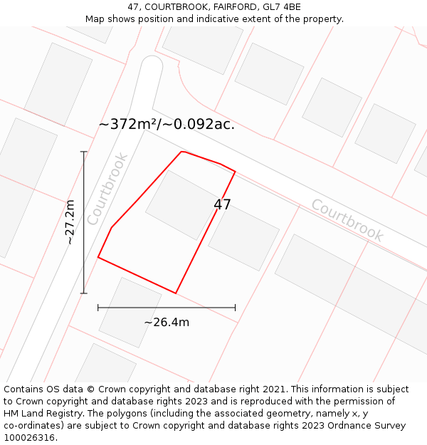 47, COURTBROOK, FAIRFORD, GL7 4BE: Plot and title map