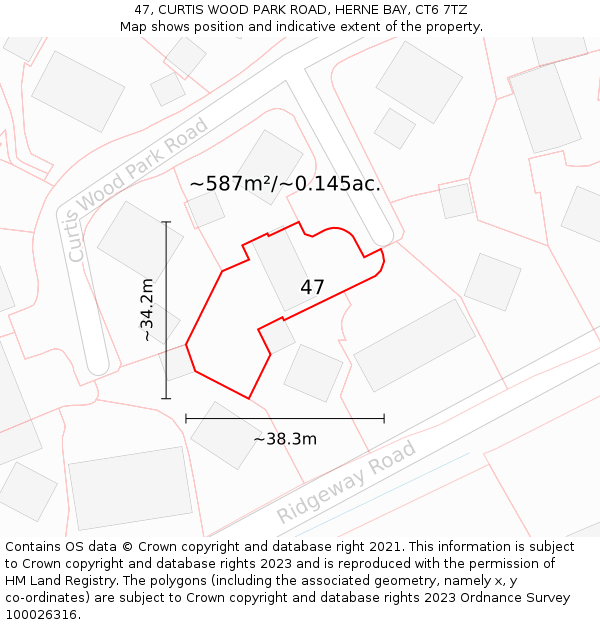 47, CURTIS WOOD PARK ROAD, HERNE BAY, CT6 7TZ: Plot and title map