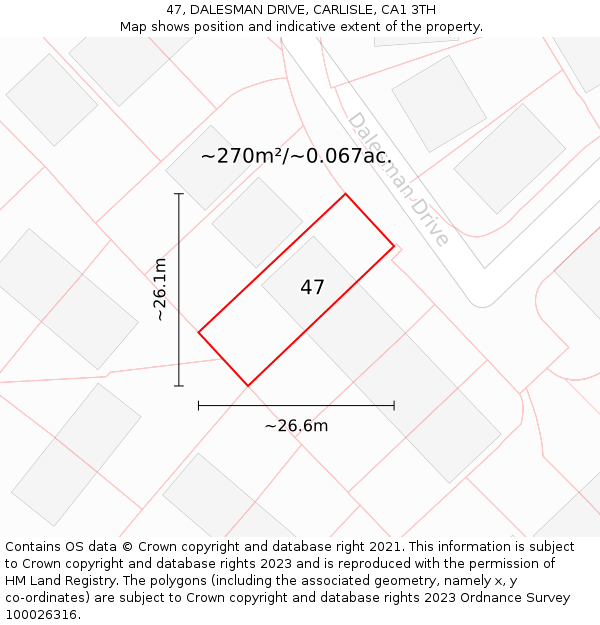 47, DALESMAN DRIVE, CARLISLE, CA1 3TH: Plot and title map