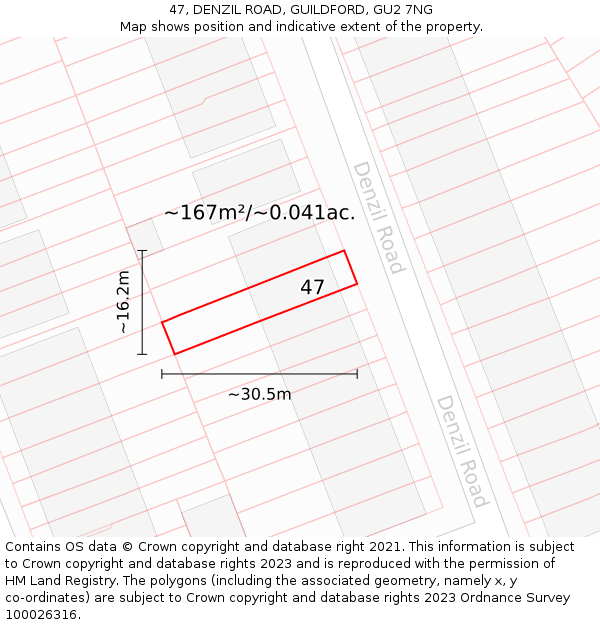 47, DENZIL ROAD, GUILDFORD, GU2 7NG: Plot and title map