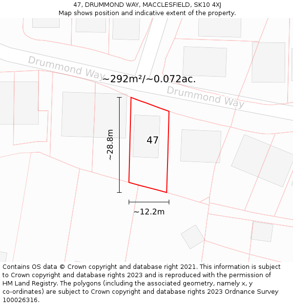 47, DRUMMOND WAY, MACCLESFIELD, SK10 4XJ: Plot and title map