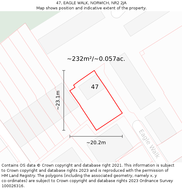 47, EAGLE WALK, NORWICH, NR2 2JA: Plot and title map