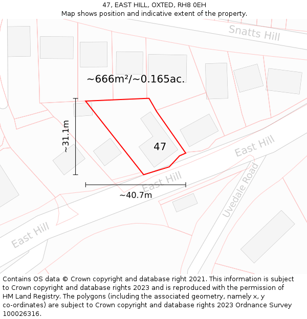 47, EAST HILL, OXTED, RH8 0EH: Plot and title map