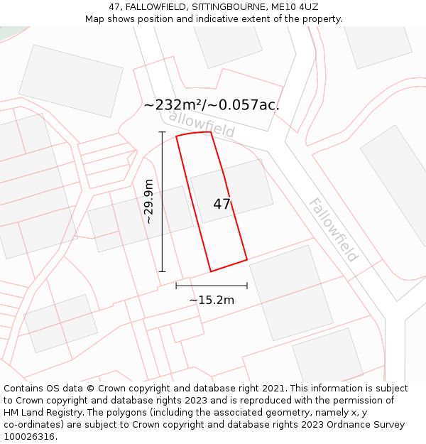 47, FALLOWFIELD, SITTINGBOURNE, ME10 4UZ: Plot and title map