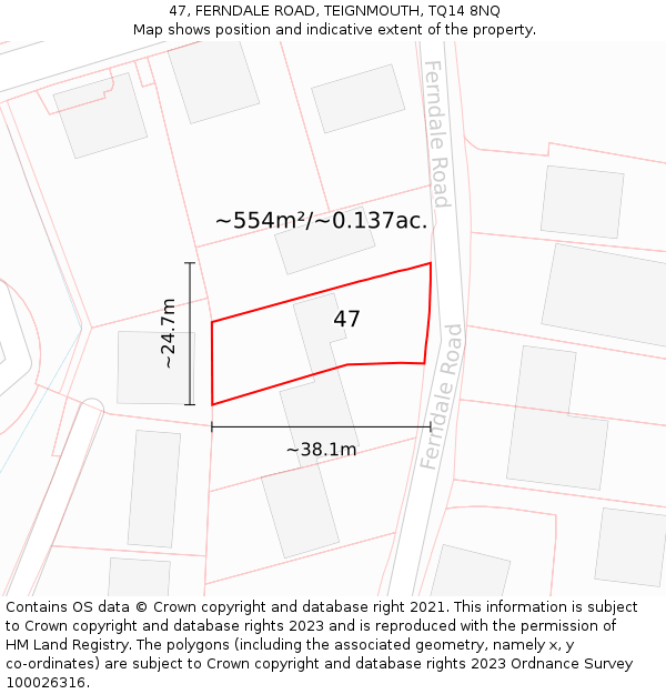47, FERNDALE ROAD, TEIGNMOUTH, TQ14 8NQ: Plot and title map
