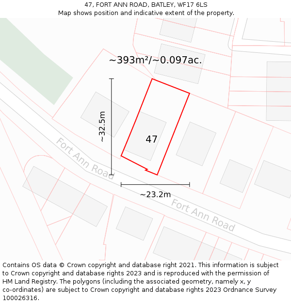 47, FORT ANN ROAD, BATLEY, WF17 6LS: Plot and title map