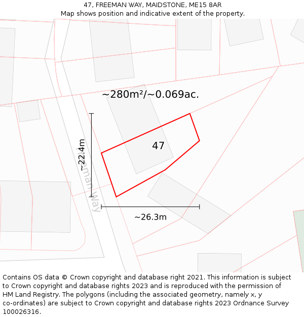 47, FREEMAN WAY, MAIDSTONE, ME15 8AR: Plot and title map