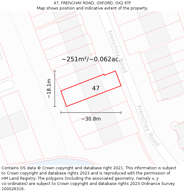 47, FRENCHAY ROAD, OXFORD, OX2 6TF: Plot and title map
