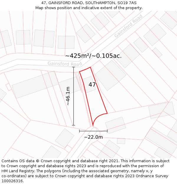 47, GAINSFORD ROAD, SOUTHAMPTON, SO19 7AS: Plot and title map