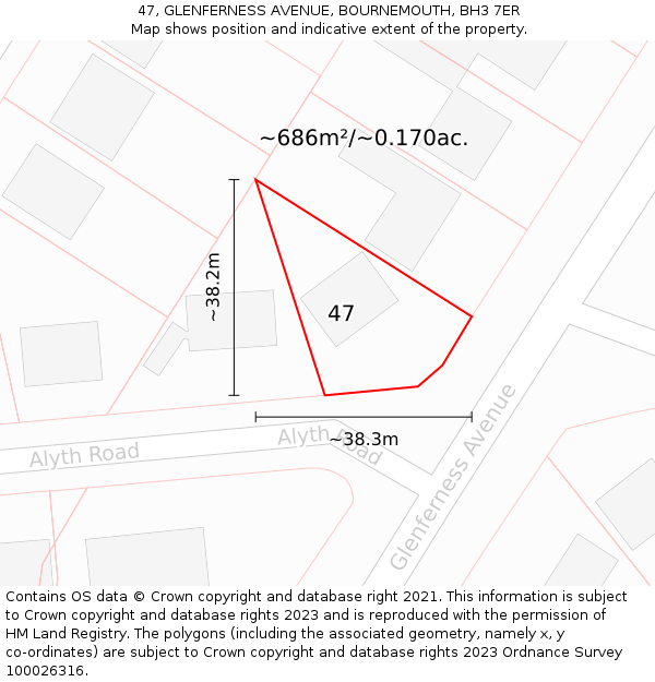 47, GLENFERNESS AVENUE, BOURNEMOUTH, BH3 7ER: Plot and title map