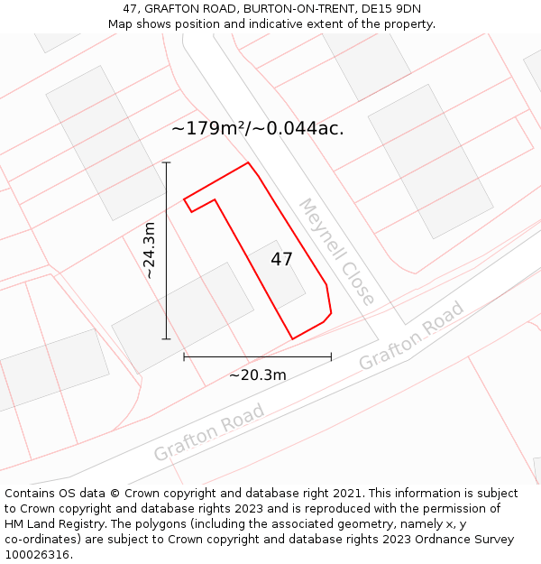 47, GRAFTON ROAD, BURTON-ON-TRENT, DE15 9DN: Plot and title map
