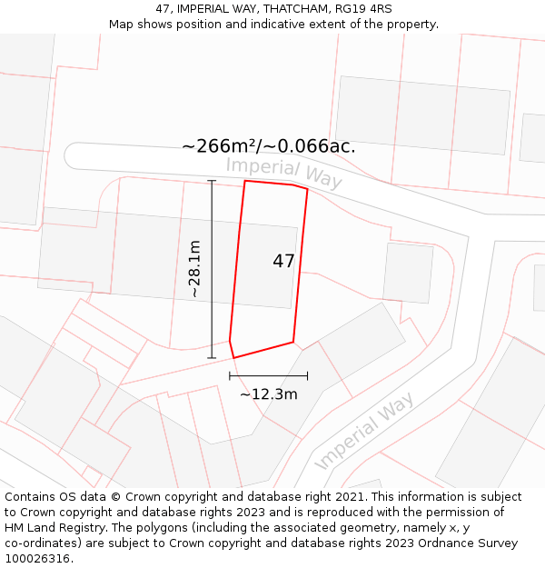 47, IMPERIAL WAY, THATCHAM, RG19 4RS: Plot and title map