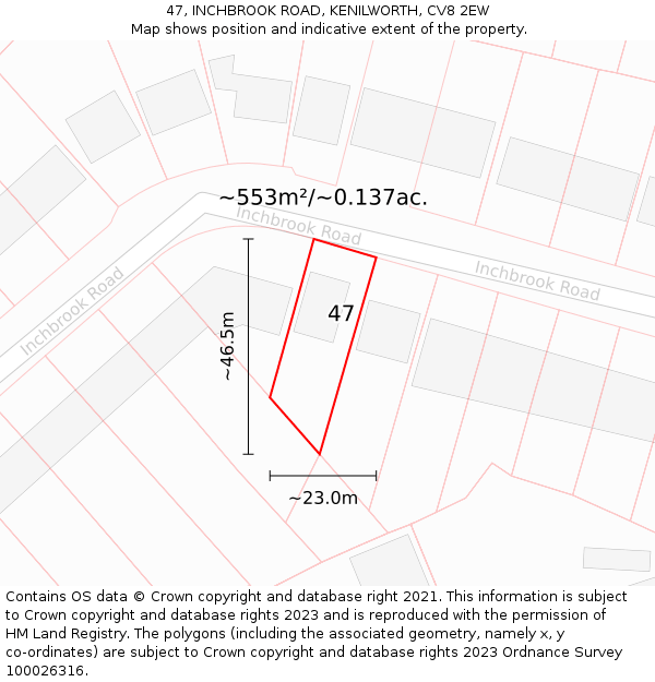 47, INCHBROOK ROAD, KENILWORTH, CV8 2EW: Plot and title map