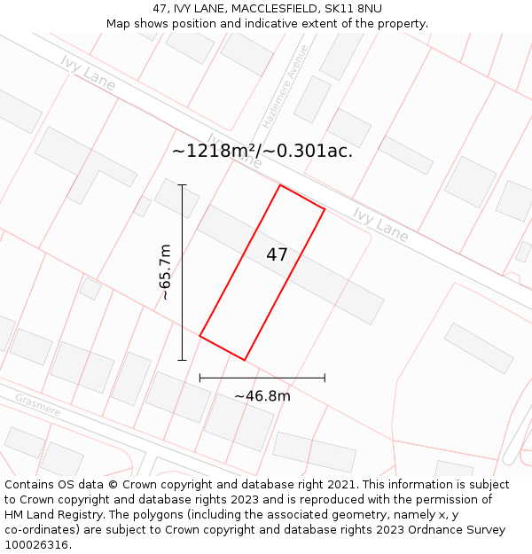 47, IVY LANE, MACCLESFIELD, SK11 8NU: Plot and title map