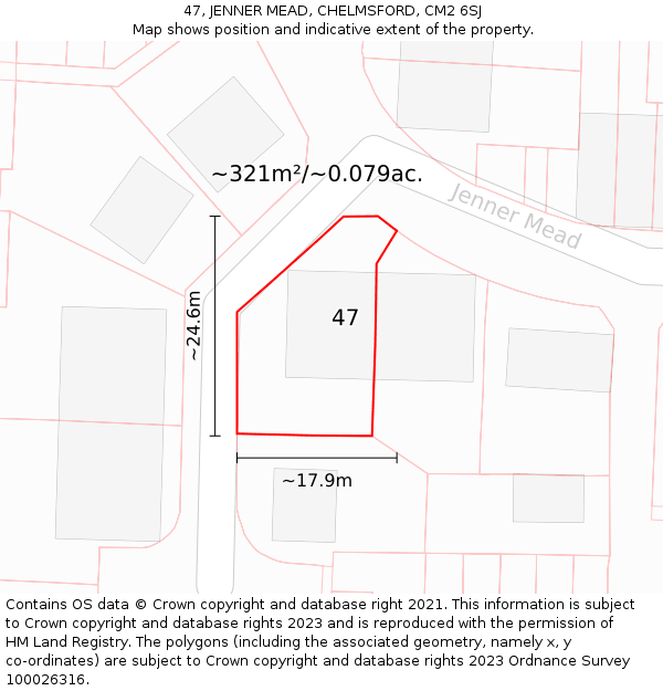 47, JENNER MEAD, CHELMSFORD, CM2 6SJ: Plot and title map