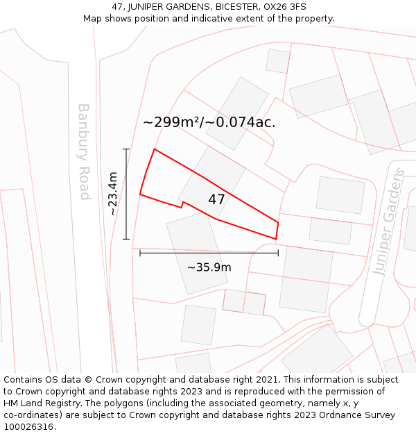 47, JUNIPER GARDENS, BICESTER, OX26 3FS: Plot and title map