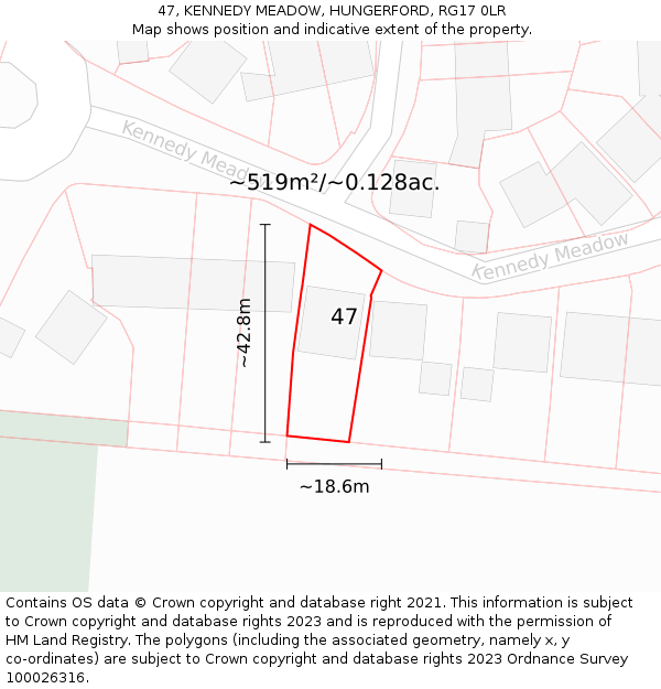 47, KENNEDY MEADOW, HUNGERFORD, RG17 0LR: Plot and title map