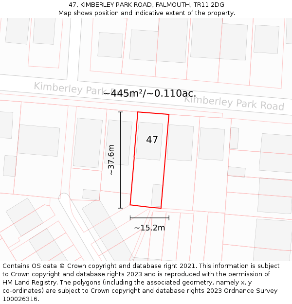 47, KIMBERLEY PARK ROAD, FALMOUTH, TR11 2DG: Plot and title map