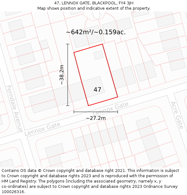 47, LENNOX GATE, BLACKPOOL, FY4 3JH: Plot and title map