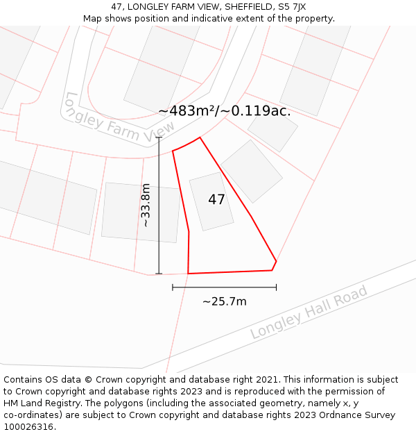 47, LONGLEY FARM VIEW, SHEFFIELD, S5 7JX: Plot and title map