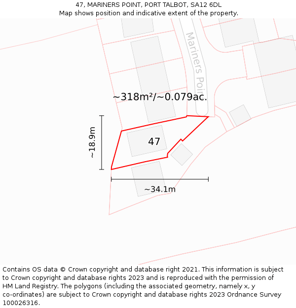 47, MARINERS POINT, PORT TALBOT, SA12 6DL: Plot and title map