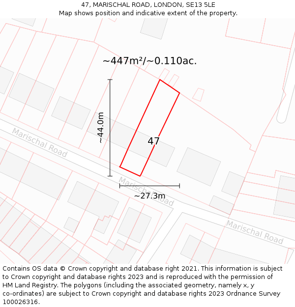 47, MARISCHAL ROAD, LONDON, SE13 5LE: Plot and title map
