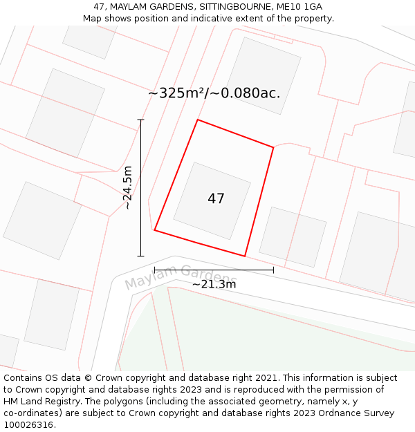 47, MAYLAM GARDENS, SITTINGBOURNE, ME10 1GA: Plot and title map