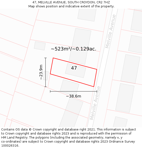 47, MELVILLE AVENUE, SOUTH CROYDON, CR2 7HZ: Plot and title map