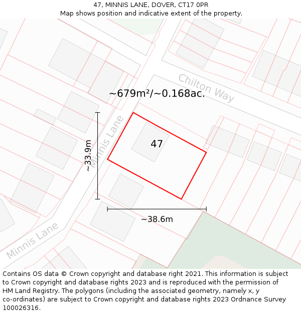 47, MINNIS LANE, DOVER, CT17 0PR: Plot and title map