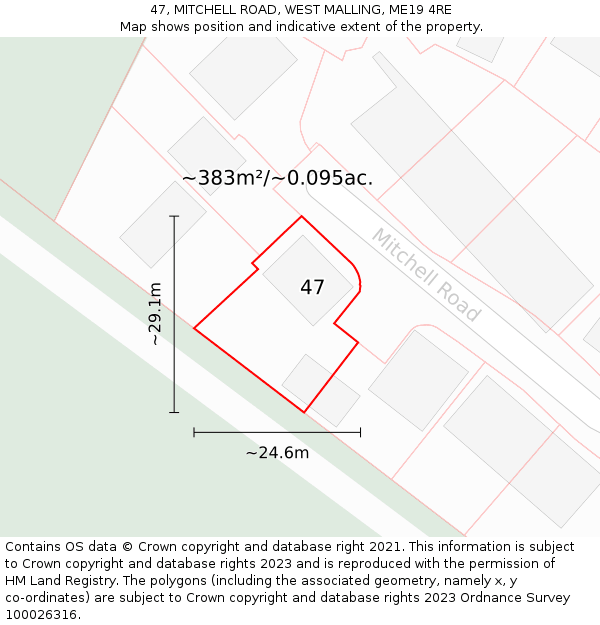 47, MITCHELL ROAD, WEST MALLING, ME19 4RE: Plot and title map