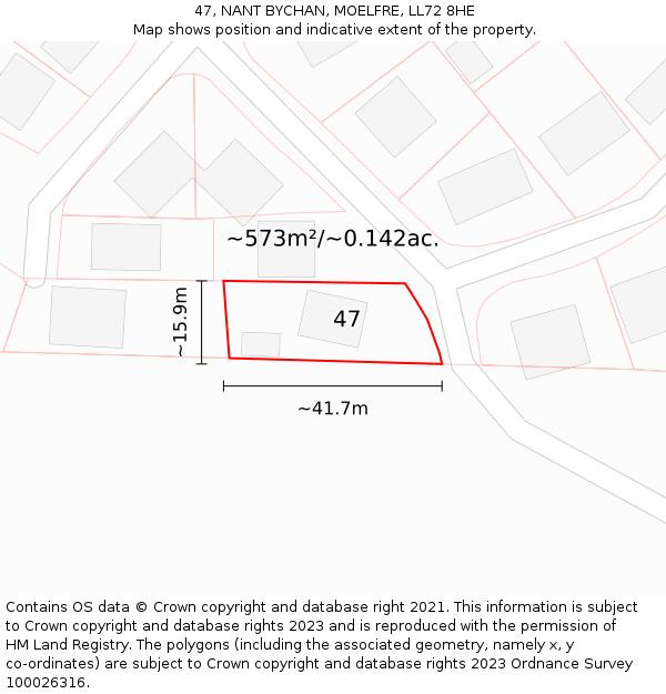 47, NANT BYCHAN, MOELFRE, LL72 8HE: Plot and title map