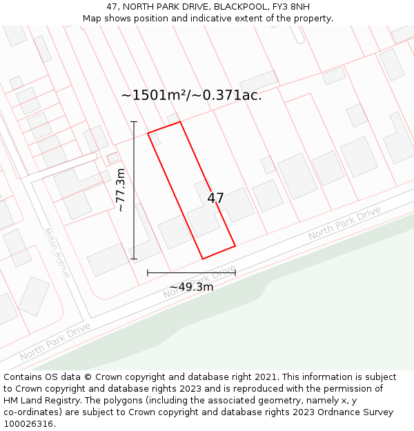 47, NORTH PARK DRIVE, BLACKPOOL, FY3 8NH: Plot and title map