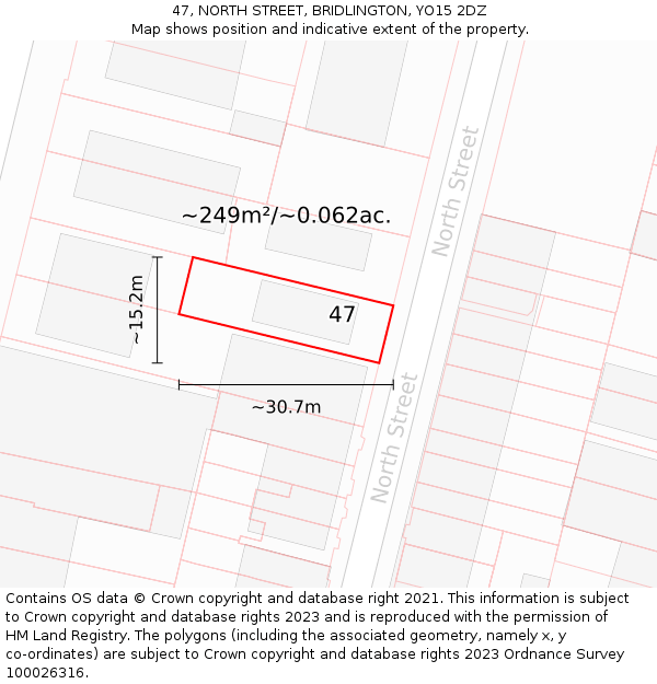 47, NORTH STREET, BRIDLINGTON, YO15 2DZ: Plot and title map