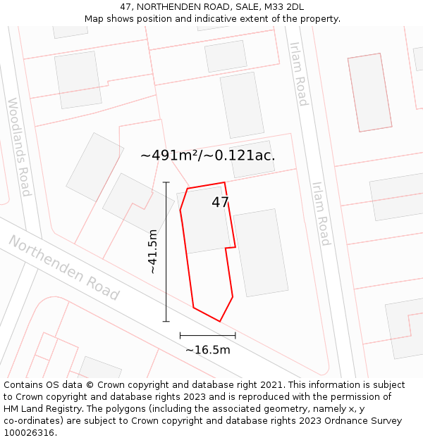 47, NORTHENDEN ROAD, SALE, M33 2DL: Plot and title map