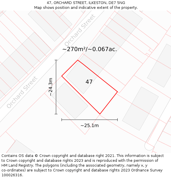 47, ORCHARD STREET, ILKESTON, DE7 5NG: Plot and title map