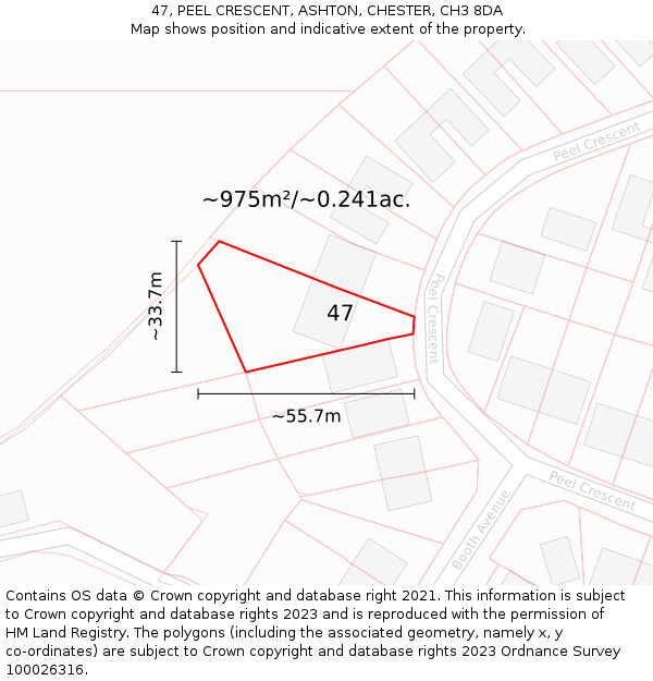 47, PEEL CRESCENT, ASHTON, CHESTER, CH3 8DA: Plot and title map