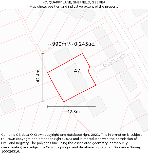 47, QUARRY LANE, SHEFFIELD, S11 9EA: Plot and title map