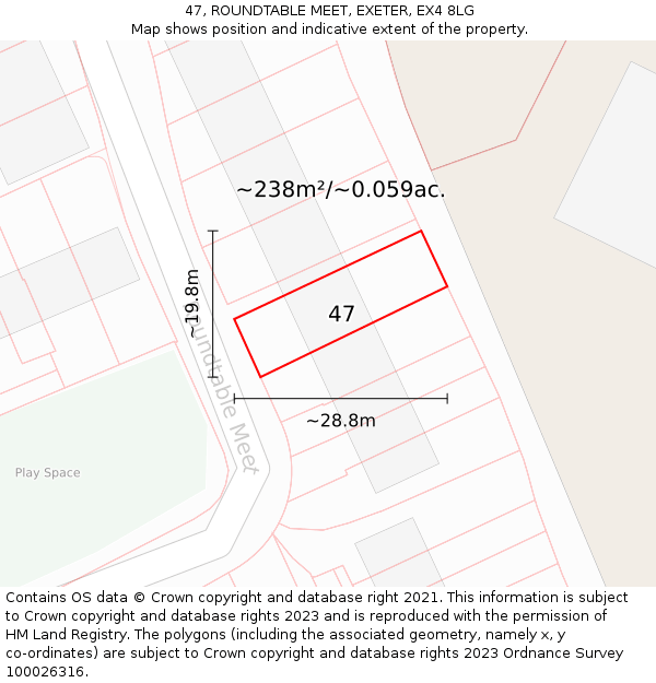47, ROUNDTABLE MEET, EXETER, EX4 8LG: Plot and title map