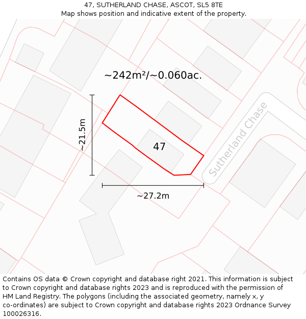 47, SUTHERLAND CHASE, ASCOT, SL5 8TE: Plot and title map