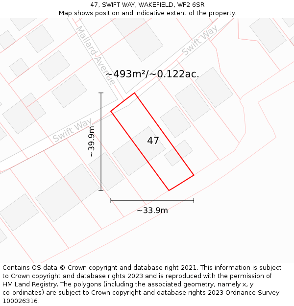 47, SWIFT WAY, WAKEFIELD, WF2 6SR: Plot and title map