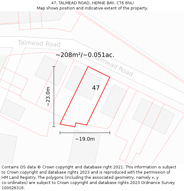 47, TALMEAD ROAD, HERNE BAY, CT6 6NU: Plot and title map