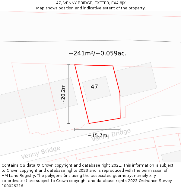 47, VENNY BRIDGE, EXETER, EX4 8JX: Plot and title map