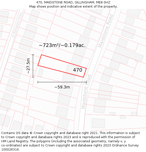 470, MAIDSTONE ROAD, GILLINGHAM, ME8 0HZ: Plot and title map